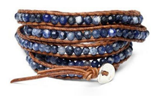 blue wrap leather bracelet