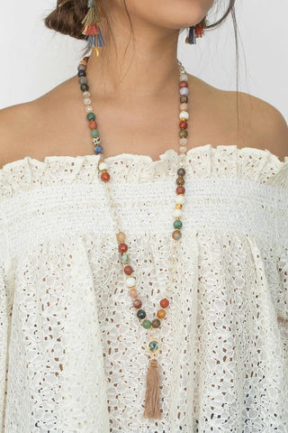 chan luu handmade beaded stones necklace