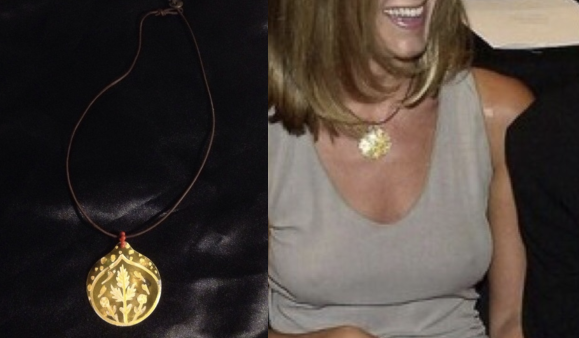 Jennifer Aniston wearing Chan Luu's shell necklace