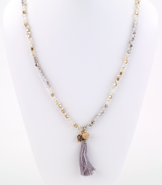 Charm Beaded Necklace with Tassel – Girl Intuitive