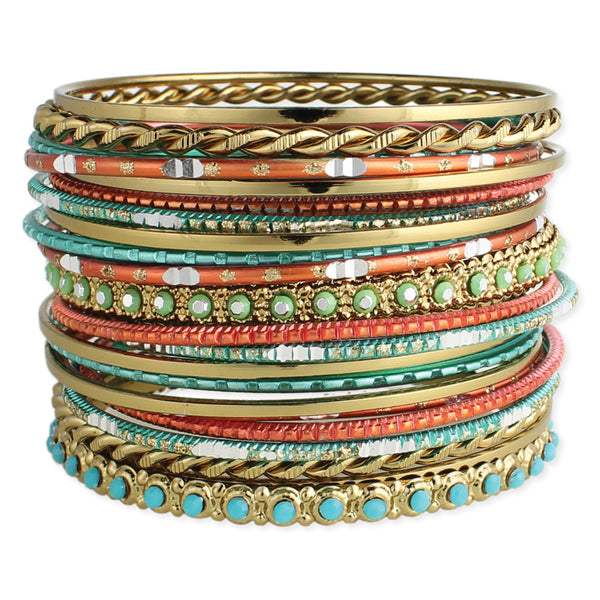 Gold, Coral and Turquoise Bangles – Girl Intuitive