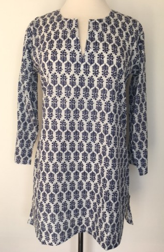 Cotton Print Tunic White and Navy – Girl Intuitive