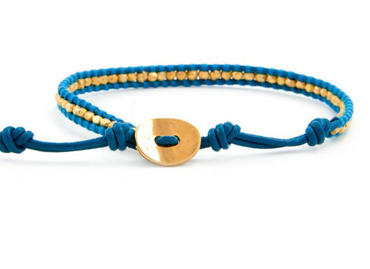 One Row Wrap Bracelet in Blue