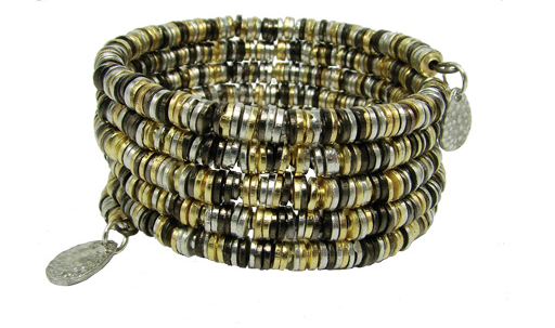 Pailette Mixed Metal Spiral Bracelet