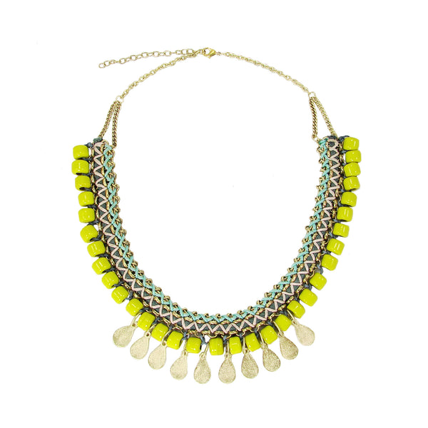 Yellow Glass Beads Statement Necklace – Girl Intuitive