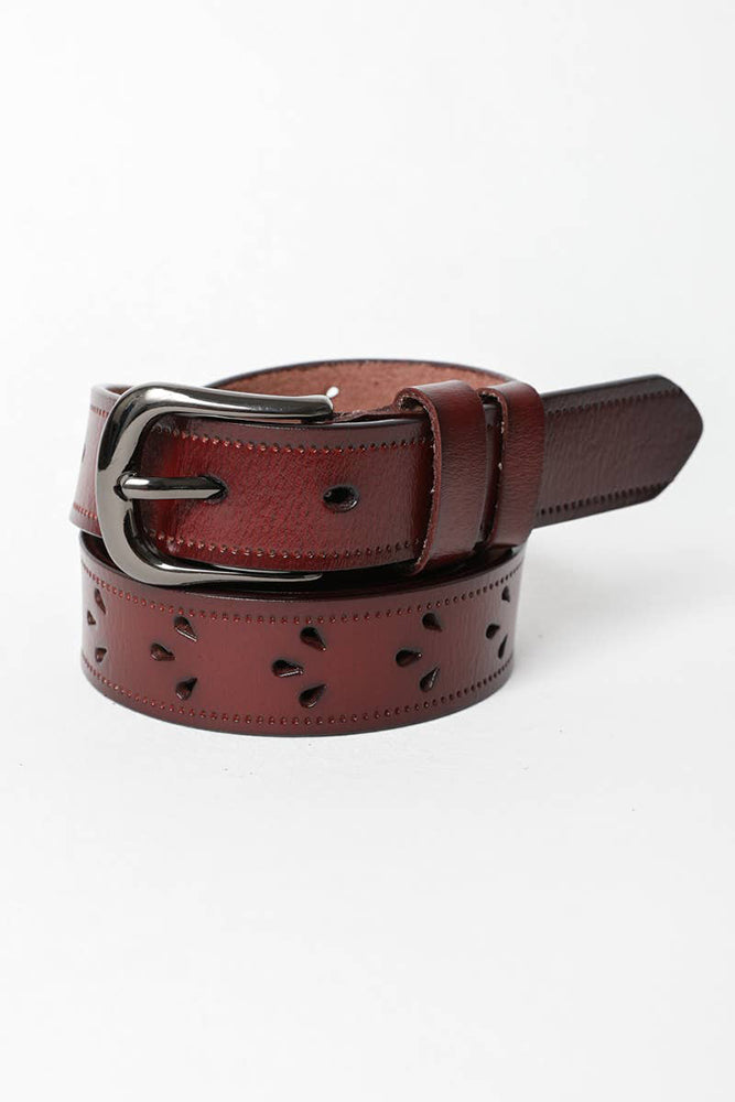 Petal Punch Out Leather Belt