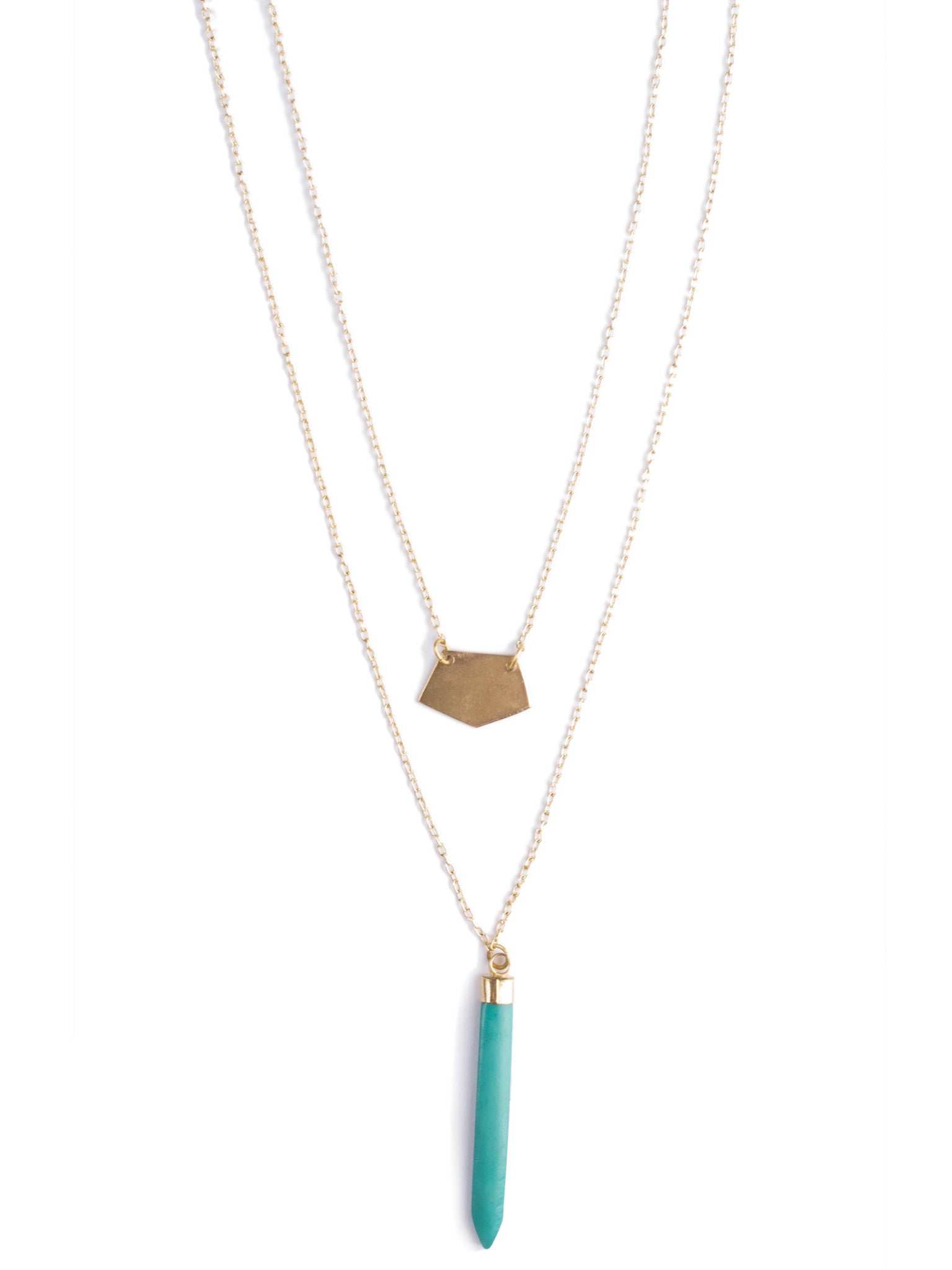 Layered Spike Necklace Turquoise