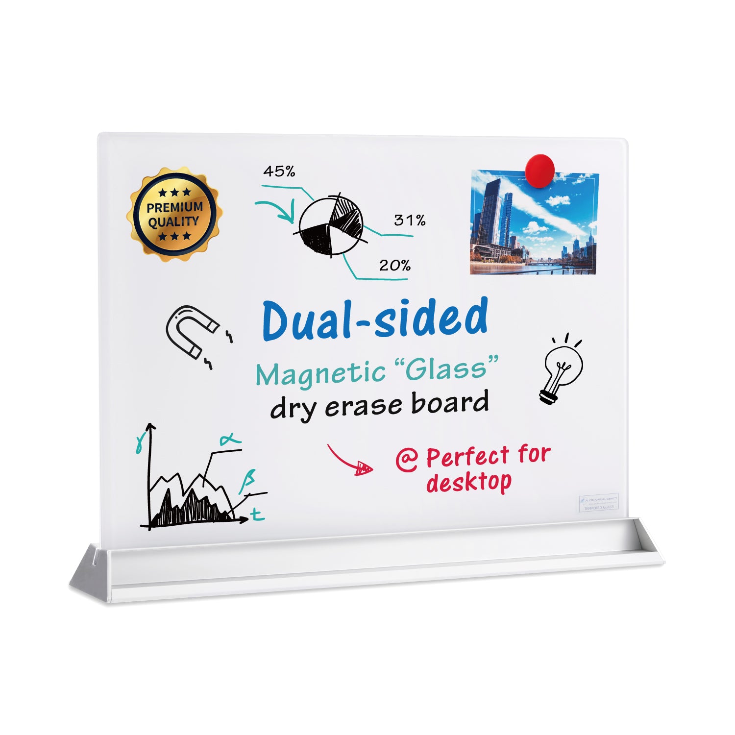 Audio Visual Direct® Clear Glass Dry Erase Board For Home And Office