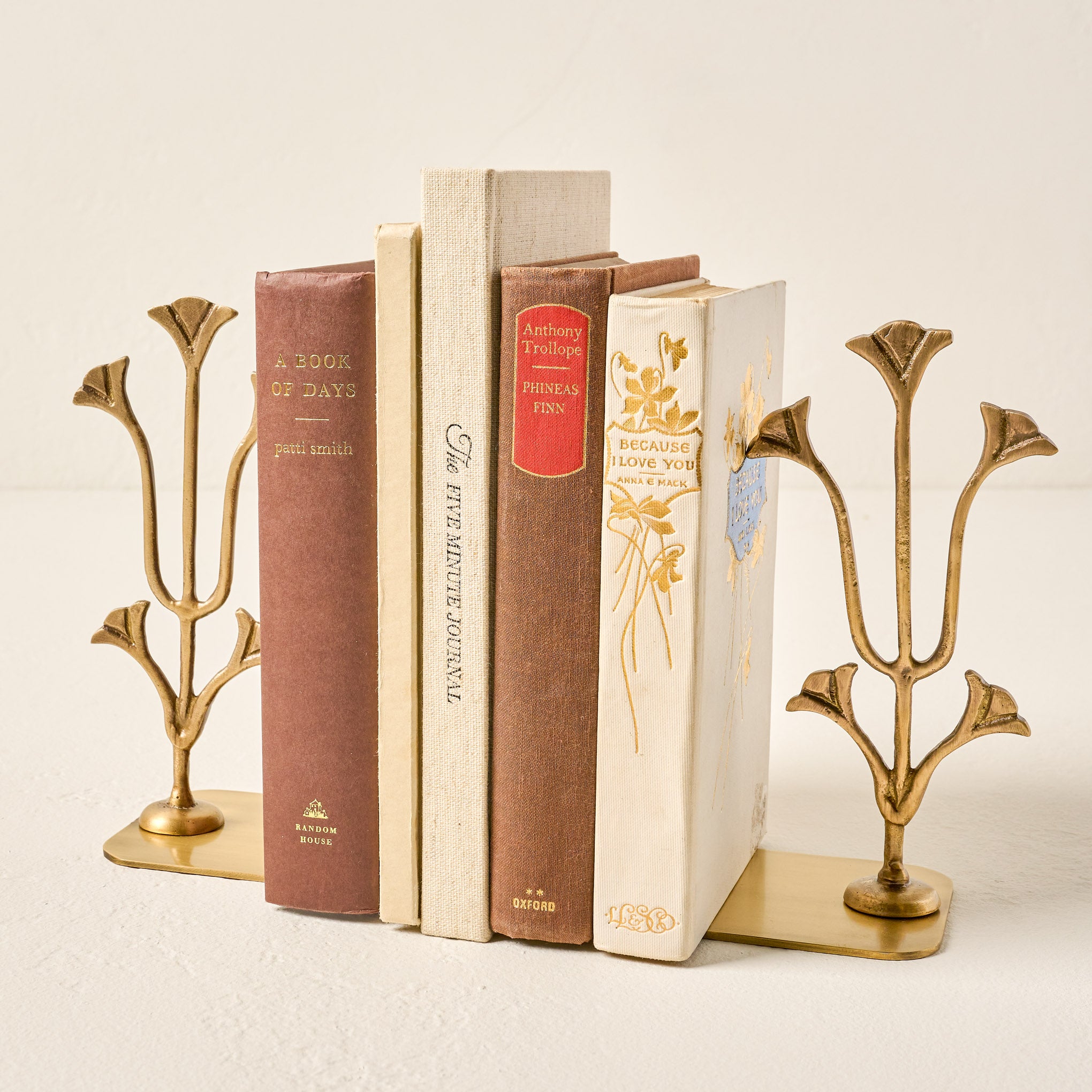 Antique Brass Tulip Bookends