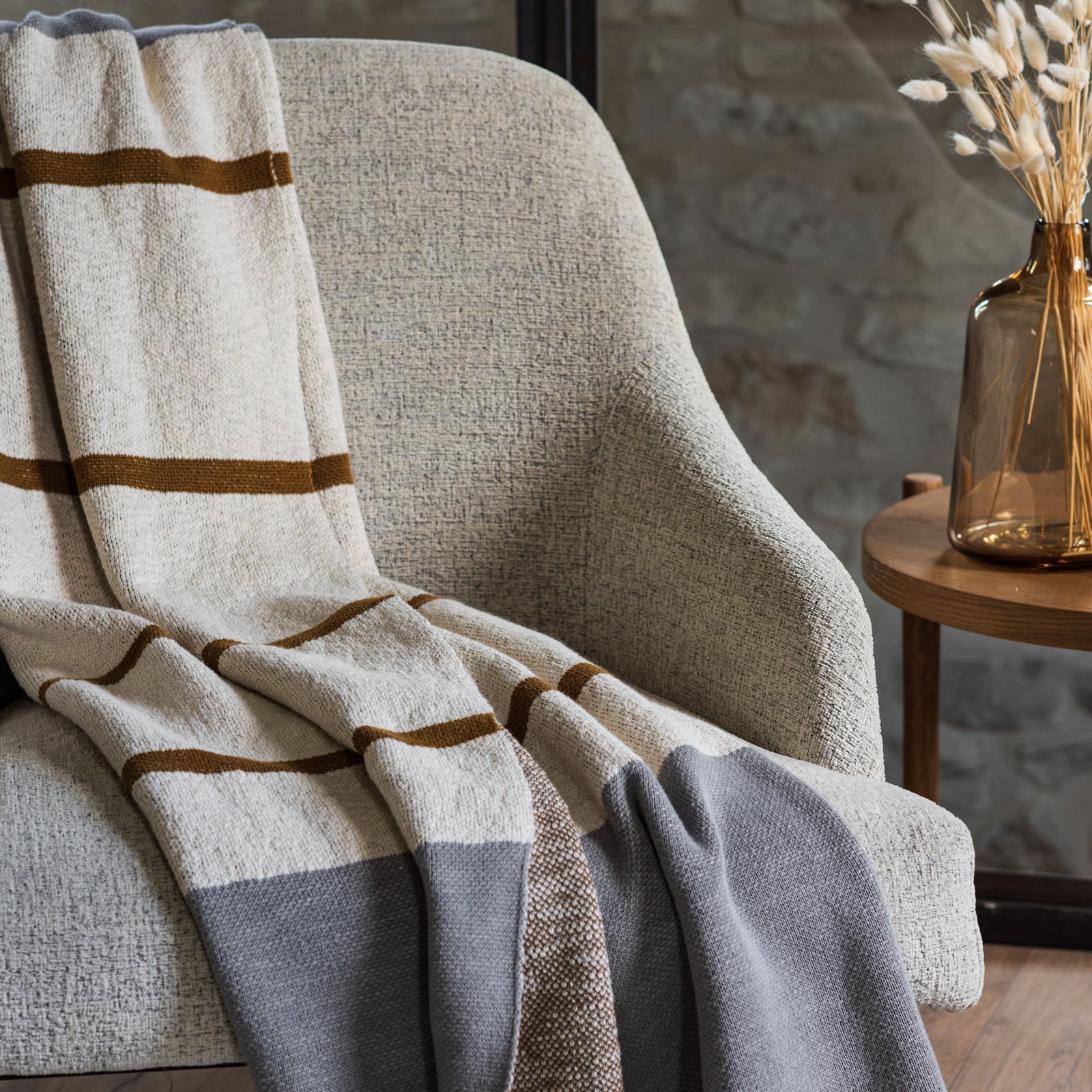 Bronze & Grey Striped Throw | Magnolia