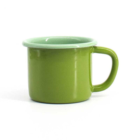 Porcelain enamel cup in green
