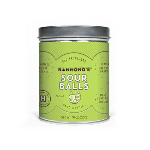 Hammond's hard candies in a green tin