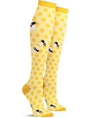 Fun bee socks in a knee high length