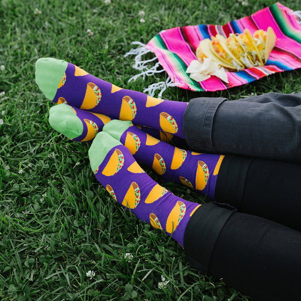 Wild purple taco socks for men and women