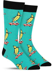 Funny socks with skateboarding bananas