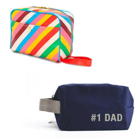 Two fun and colorful toiletry kits