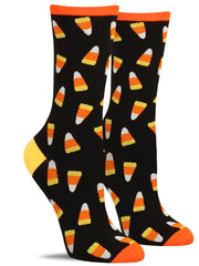 Fun women's candy corn socks for Halloween
