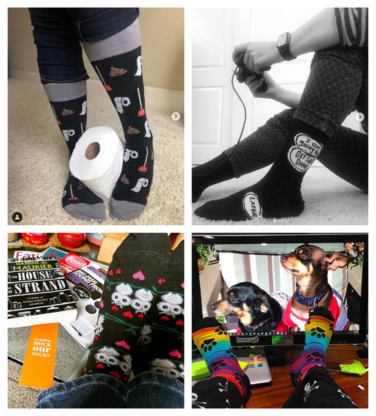 Fans wearing a variety of fun novelty socks