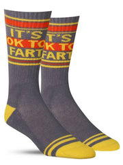 Funny socks that say, "It's OK to fart"