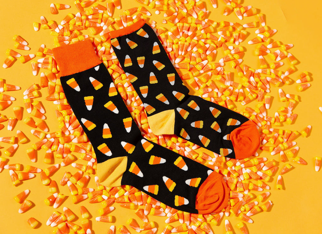 Fun candy corn Halloween socks