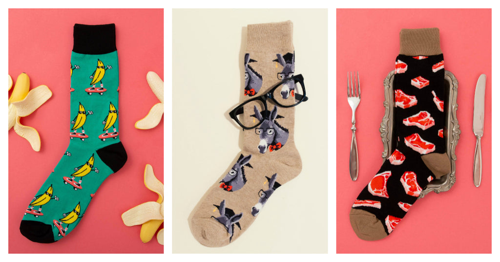 A variety of men's novelty socks 