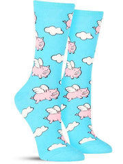 Funny flying pig novelty socks for women