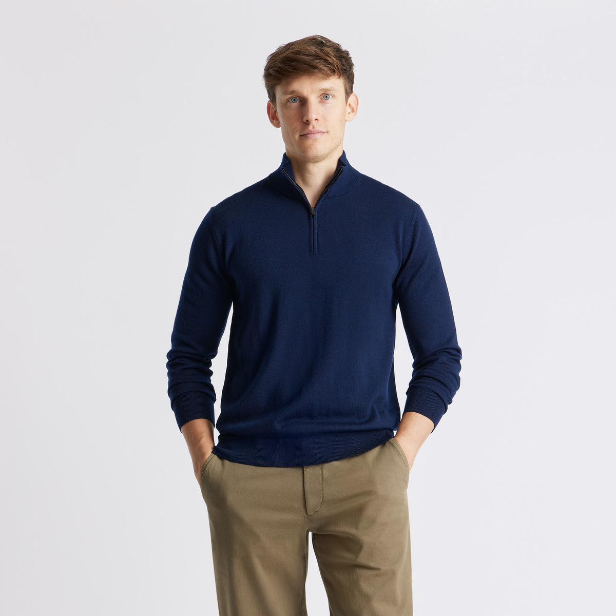 SPOKE Merino Half-Zip - Dark Navy Custom Fit Jumper - SPOKE