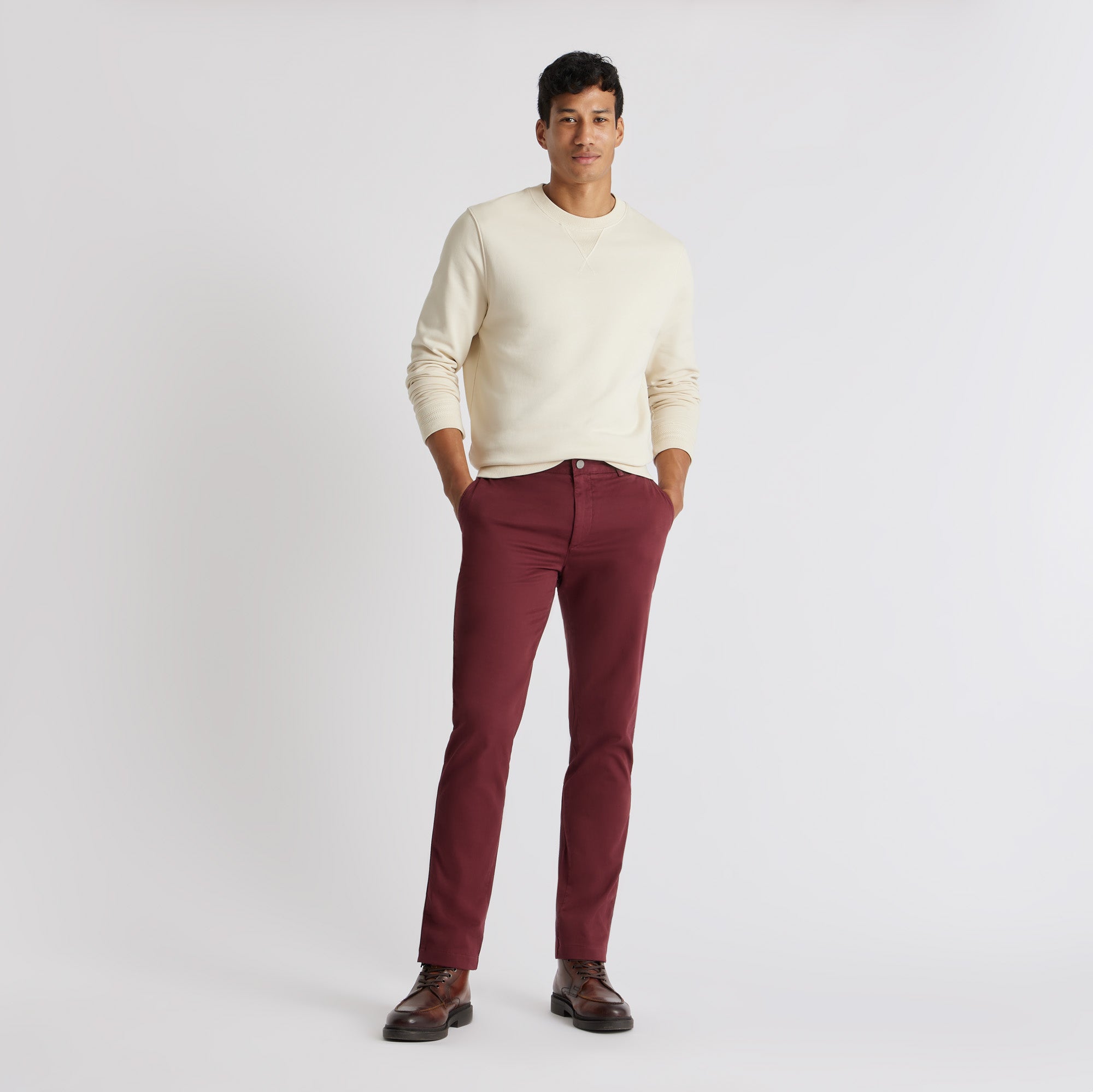 MEYER1118-PALERMO-5561-56 Men's Meyer Chino Trousers plain bordeaux 97%  cotton 3% elastan