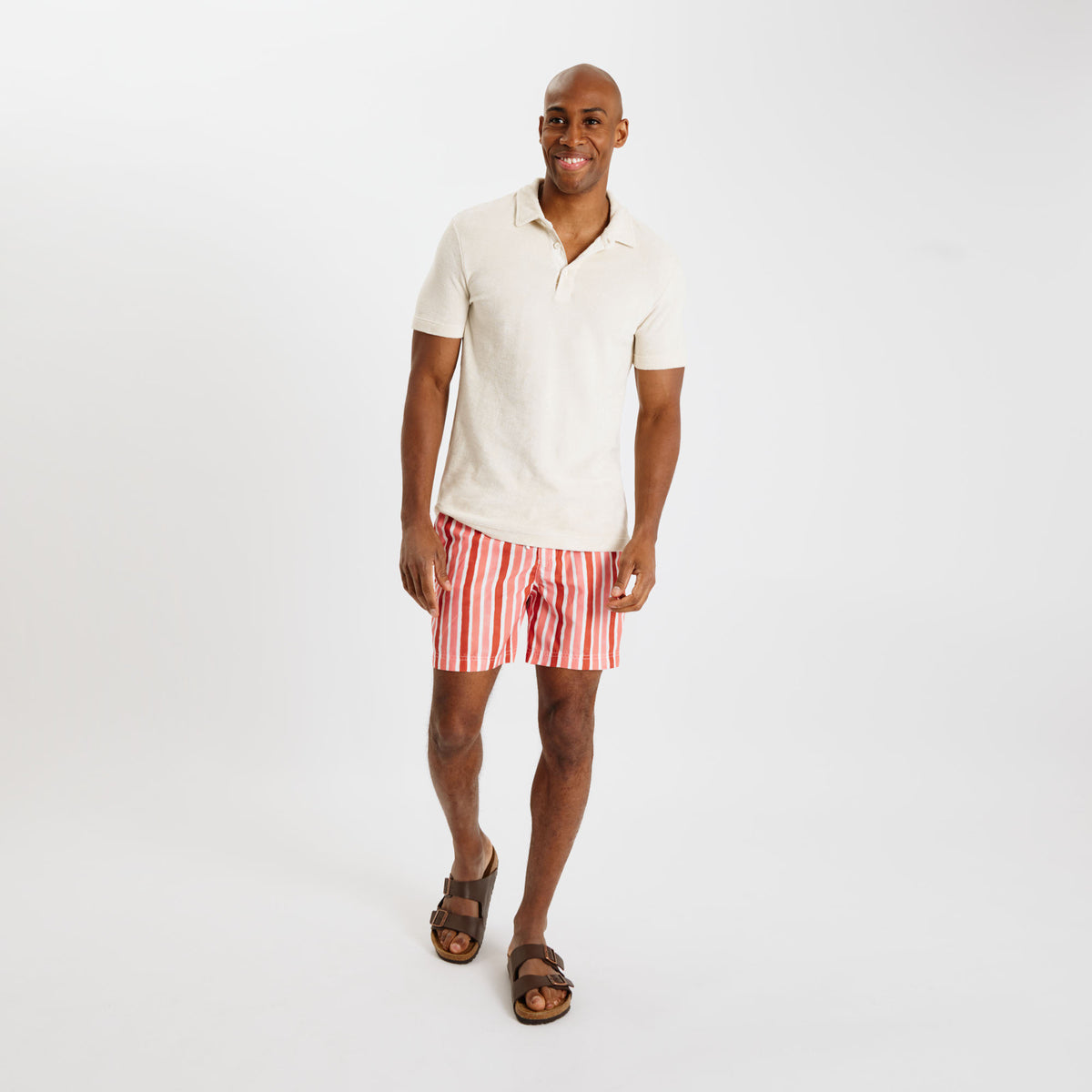 Coral Stripe Swims - Custom-Fit Men's Swim Shorts - SPOKE - SPOKE