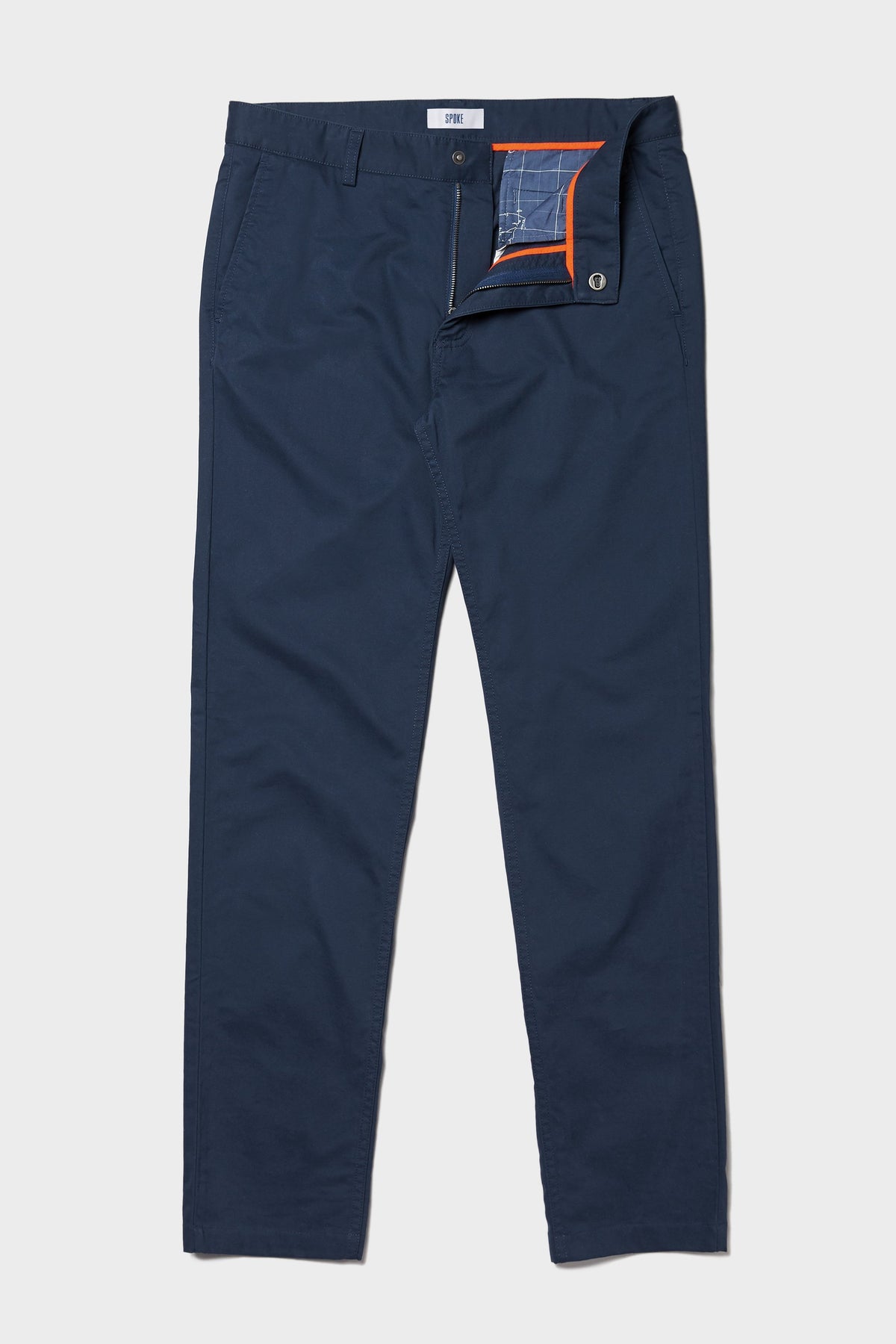 Spoke - Navy Blue Stretch Cotton Chinos - Bespoke Men's Trousers – SPOKE