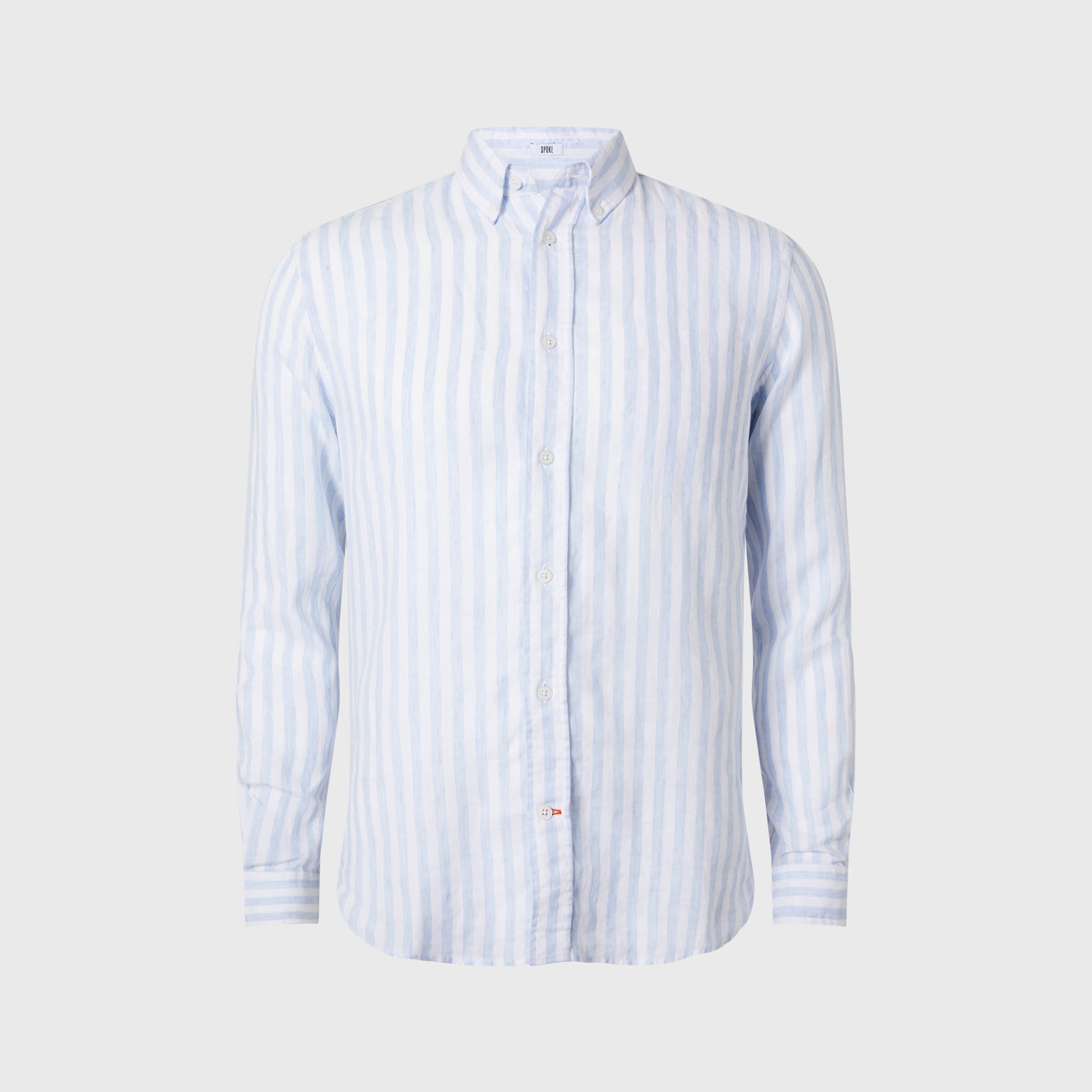 SPOKE Linen Oxford - White and Sky Stripe Custom Fit Shirt - SPOKE