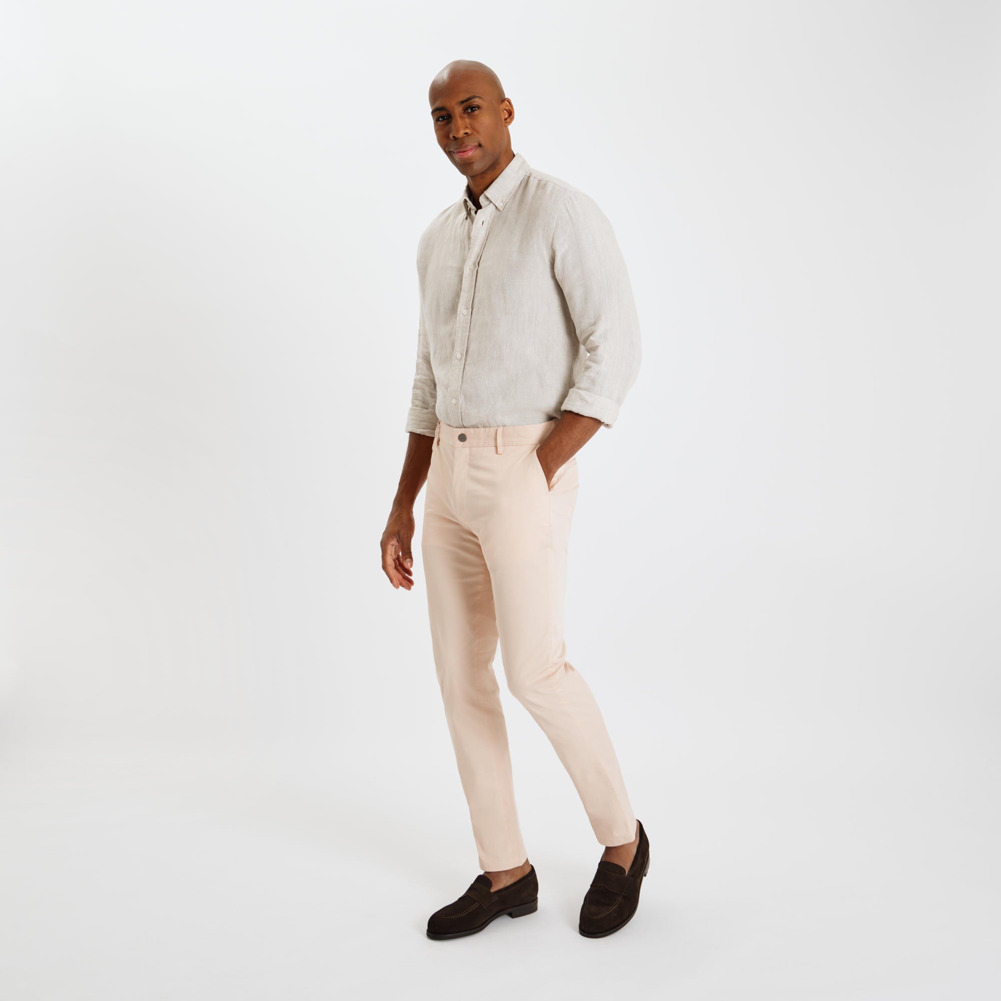 Premium Photo | Legs of a man in blue pants and brown shoes standing on the  pier closeup