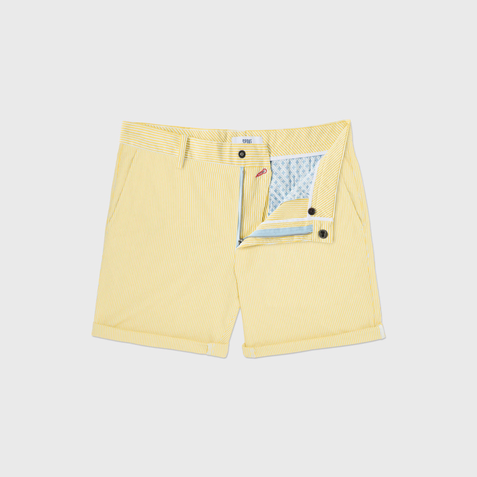 Lemon Stripe Seersucker Shorts - Men's Bespoke Shorts - SPOKE - SPOKE