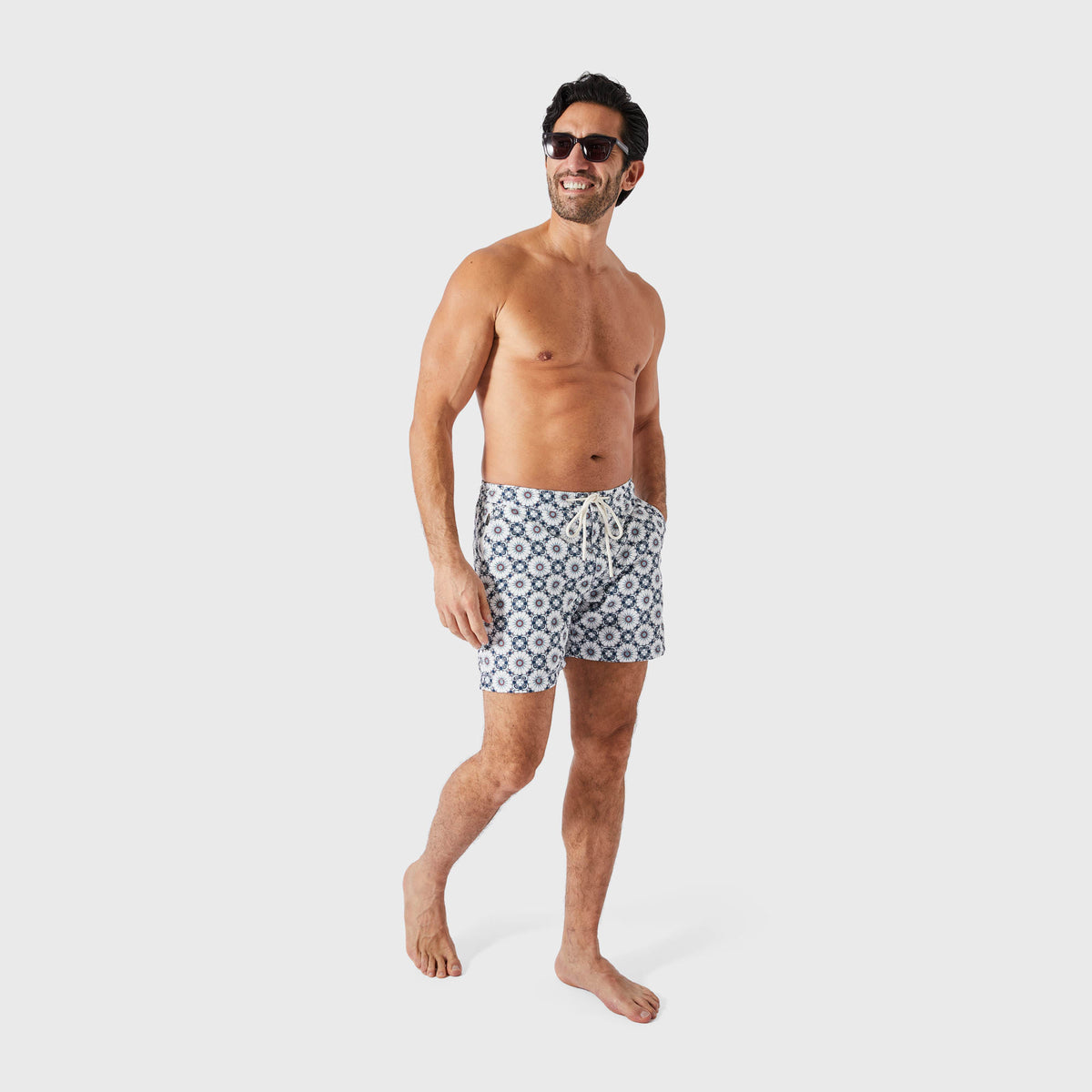 White Print Swims - Custom-Fit Men's Swim Shorts - SPOKE - SPOKE