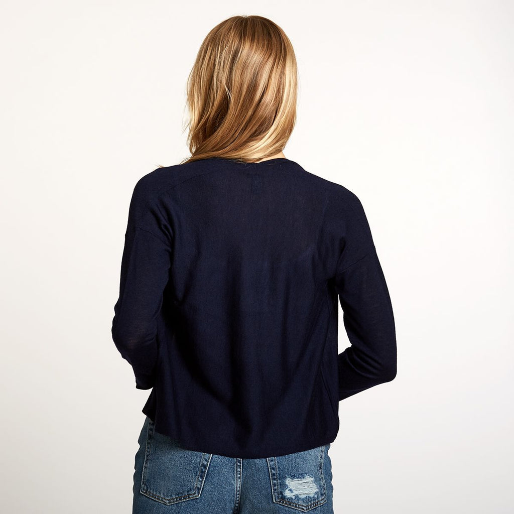 Easy Crop Cardigan in Navy