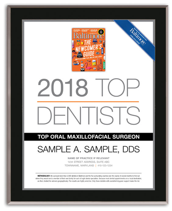 Top Dentists 2018 Plaque Baltimore Magazine