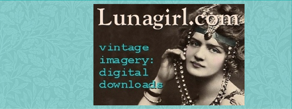 Lunagirl, vintage images, digital collage sheets, vintage ephemera, digital art downloads