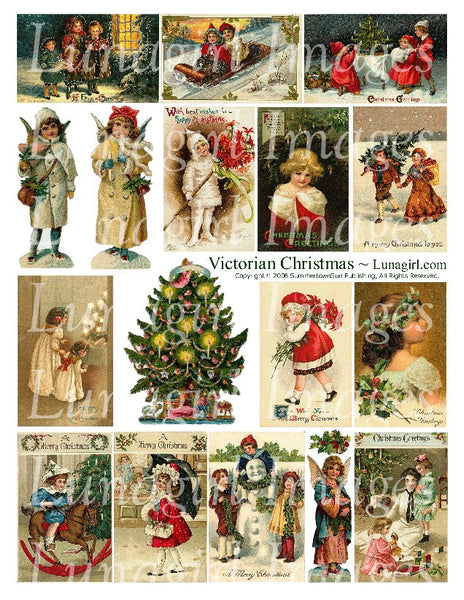 Victorian Christmas Digital Collage Sheet - Lunagirl