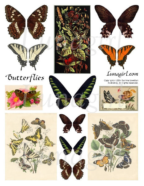 Digital Collage Sheets: Butterflies & Wings – Lunagirl