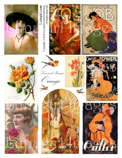Orange Digital Collage Sheet - Lunagirl