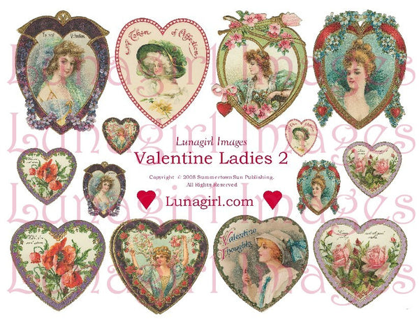 Valentine Ladies #2 Digital Collage Sheet – Lunagirl