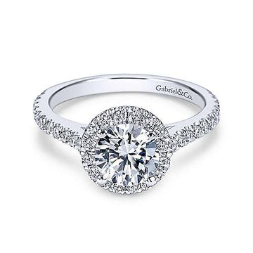 18K White Gold Round Halo Engagement Ring 83493-11-18KW