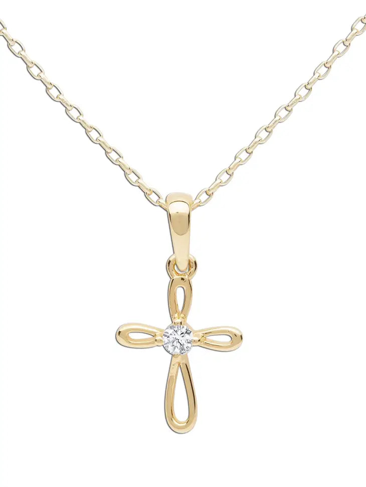 14K Gold-Plated Kids Cross Open Infinity Children's Necklace