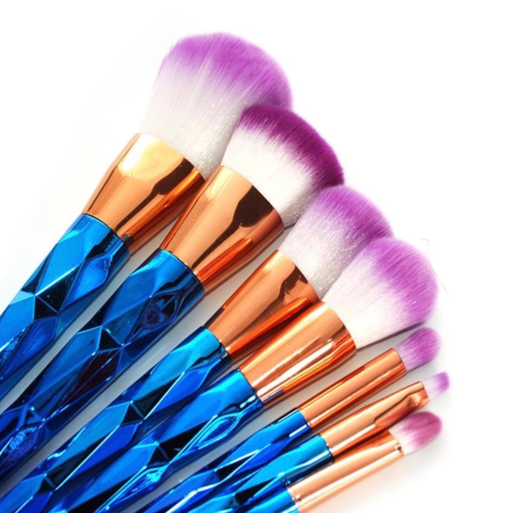 blue makeup brushes