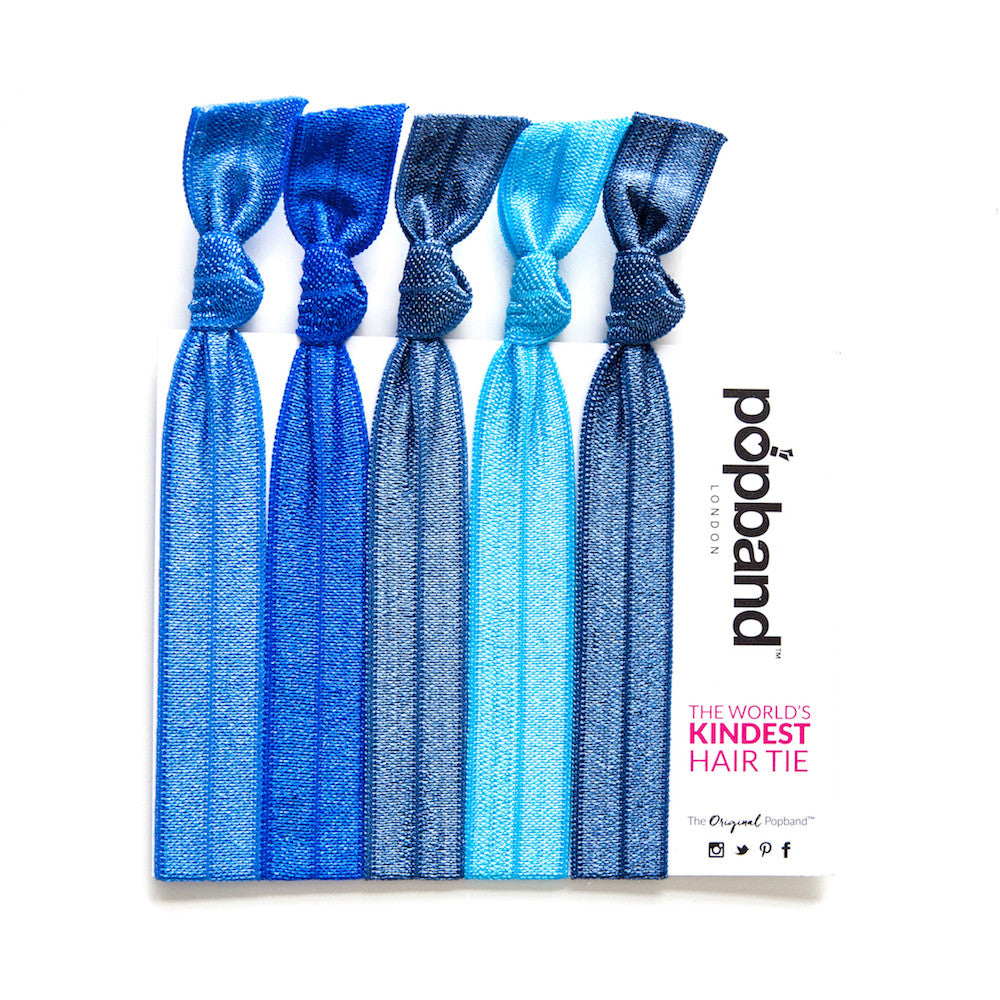 Denim Popbands Hair Ties In Various Shades Of Blue Popband London