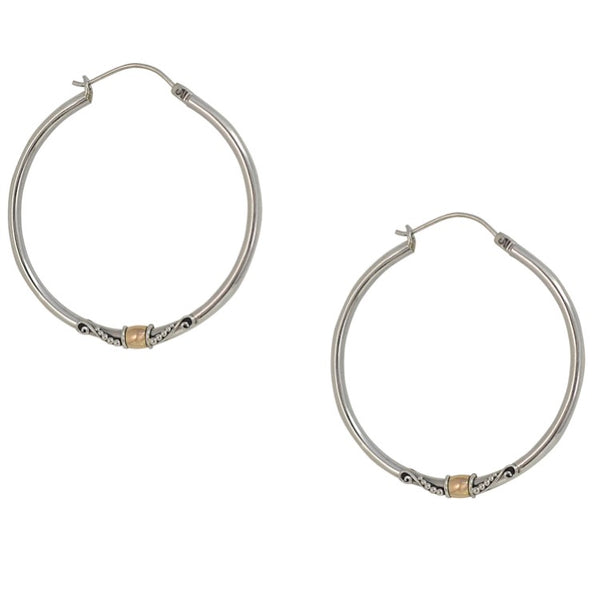 Balinese Sterling Silver and 18K Gold Hoop Earrings – JJ Caprices
