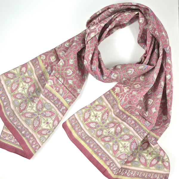 Hand Block Printed Scarf by Anokhi - Rose Art Deco – JJ Caprices
