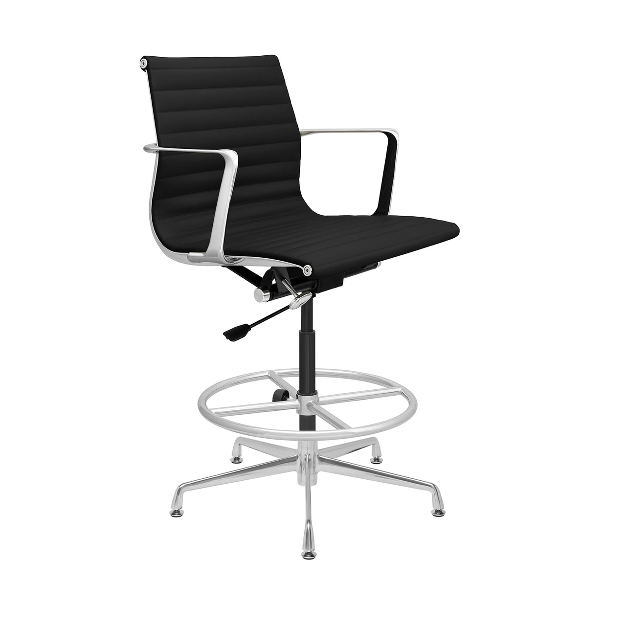 SOHO Pro Ribbed Drafting Chair (Black Italian Leather) – Laura Furniture