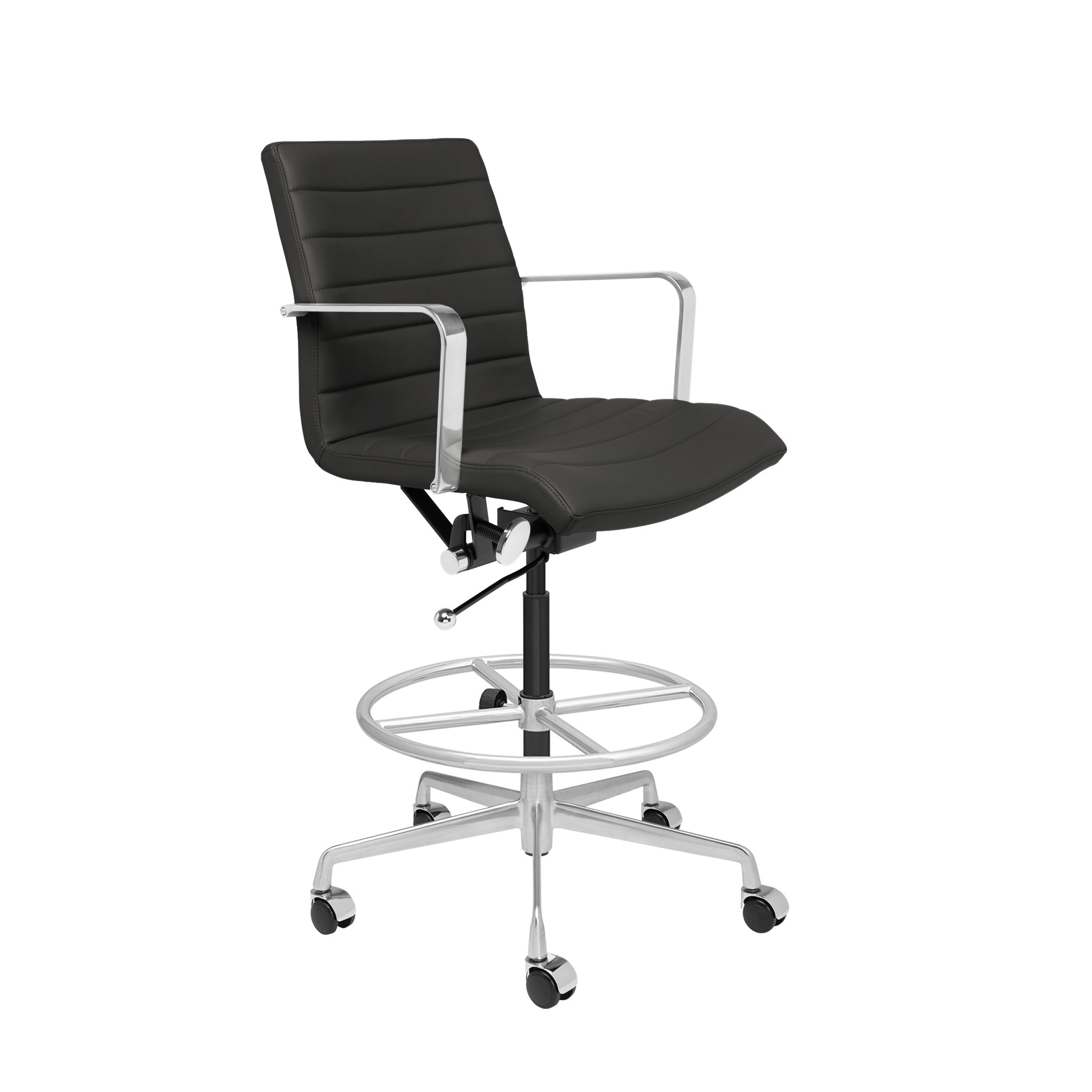 SOHO II Ribbed Drafting Chair (Black) - Laura Furniture product image