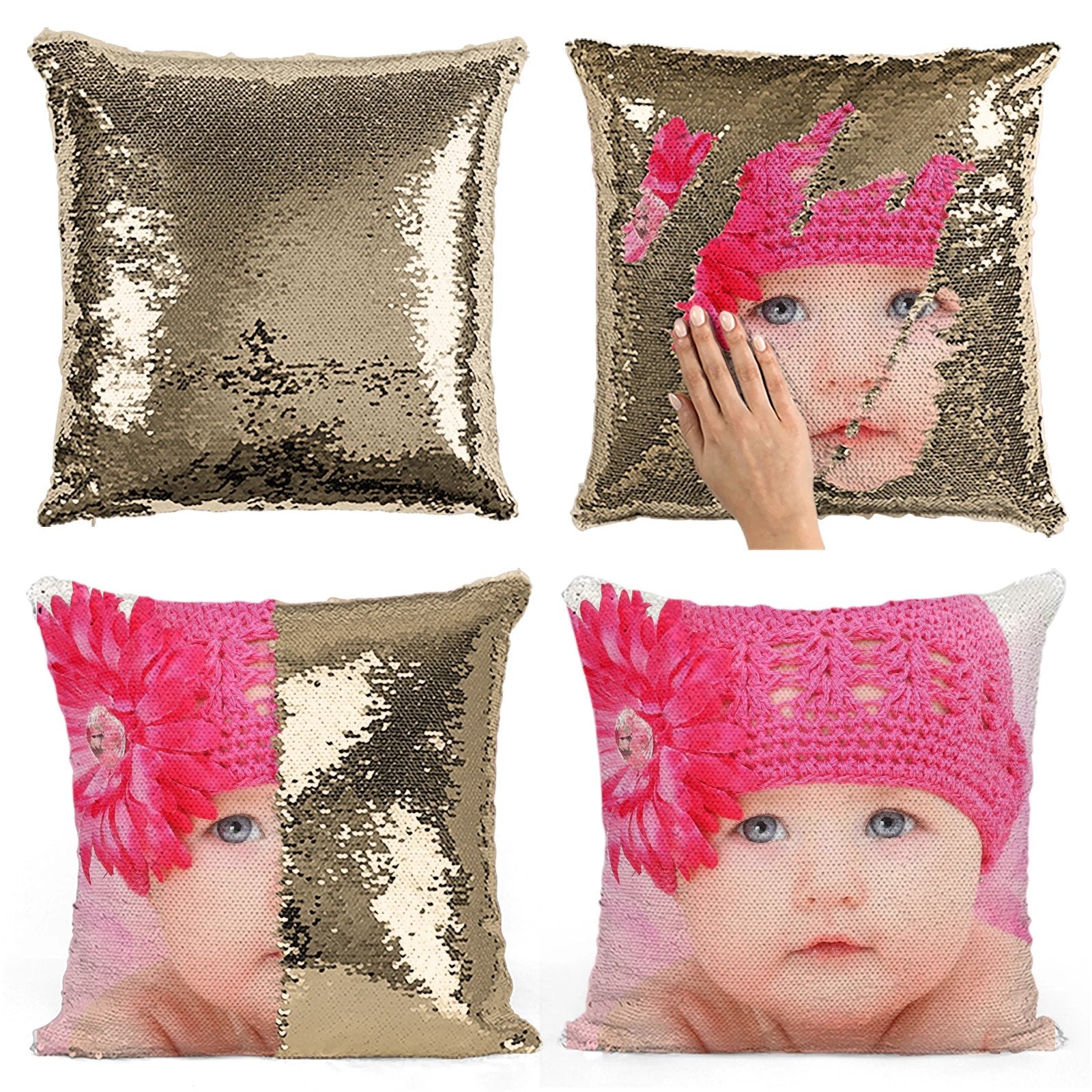 personalized photo sequin pillow